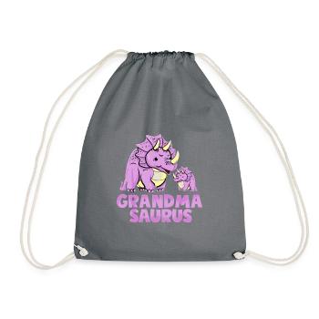 Grandma-Saurus Familien Dino Dinosaurier Spruch - Turnbeutel - Grau - Vorne