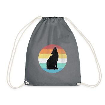 wolf - Drawstring Bag - grey - Front