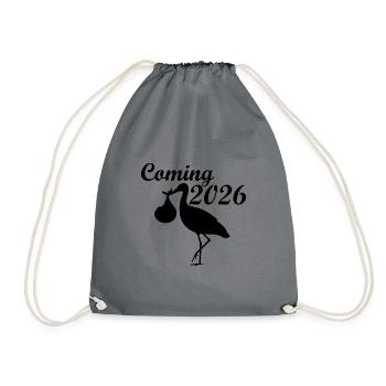 Storch Silhouette Coming 2026 - Turnbeutel - Grau - Vorne