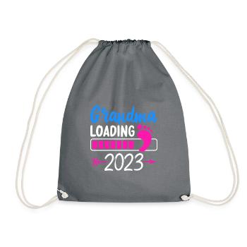 2023 Oma Loading Werdende Oma Großmutter - Turnbeutel - Grau - Vorne