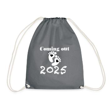 Bébé arrive en 2025, future maman en 2025, pieds de bébé - Sac de sport léger - gris - Devant