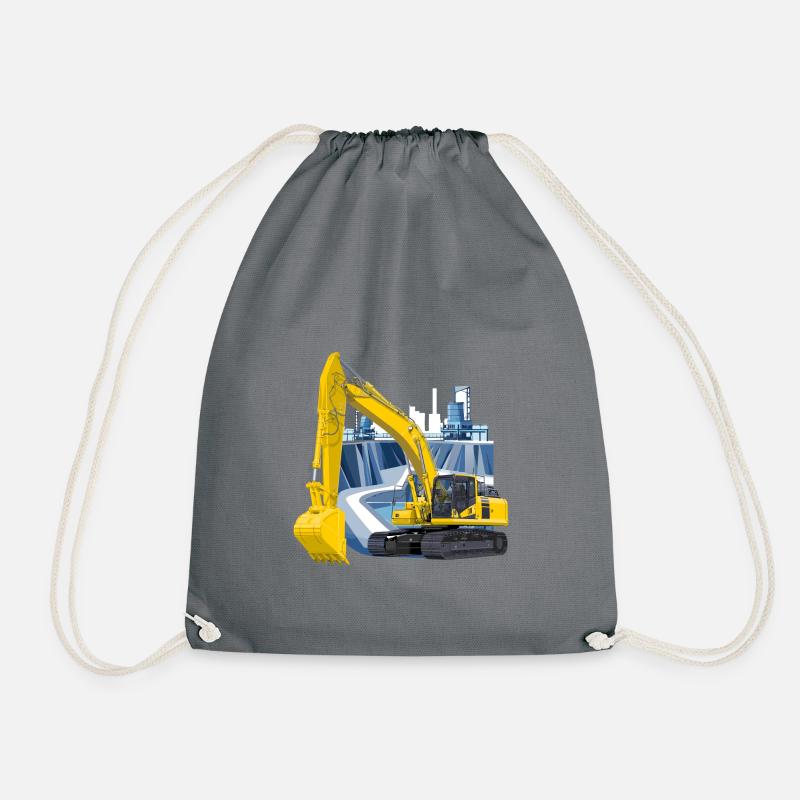 Bagger im Steinbruch - Turnbeutel - Grau