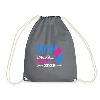 Mom 2025 loading, Ich werde 2025 Mutter - Turnbeutel - Grau - Vorne