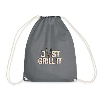 Just Grill It – Lustiges Grillmeister BBQ Motiv - Turnbeutel - Grau - Vorne