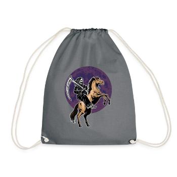 Halloween skeleton on horse - Drawstring Bag - grey - Front