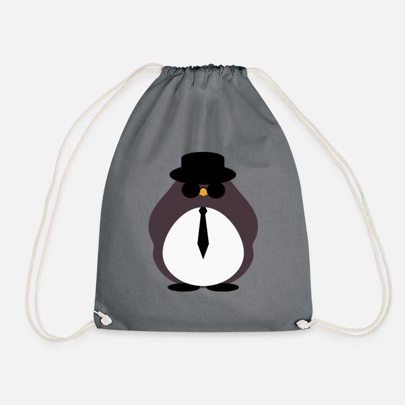 Mr Penguin - Drawstring Bag - grey
