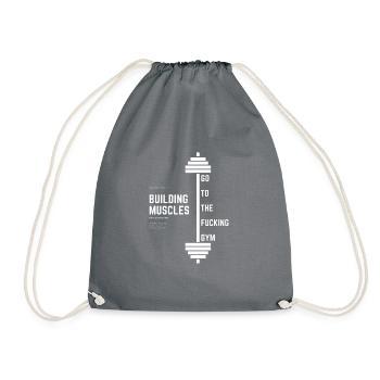 Building Muscles - Gym Design - white - Turnbeutel - Grau - Vorne