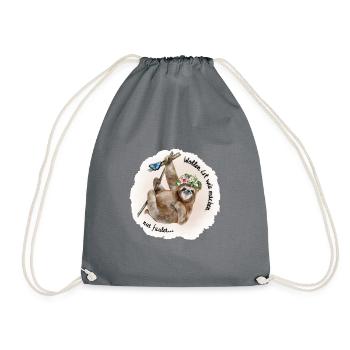 Wanting is like doing - only lazier - Drawstring Bag - grey - Front