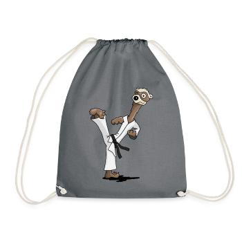 Tae Kwon Do ferret martial arts funny gift - Drawstring Bag - grey - Front