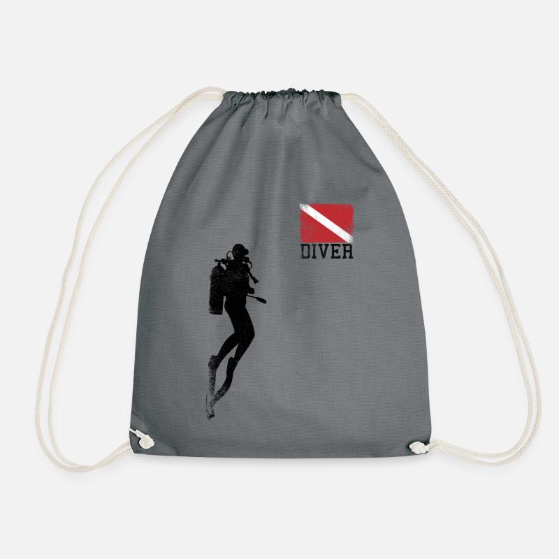Diver Flag Sub snorkeling scuba dive diving - Drawstring Bag - grey