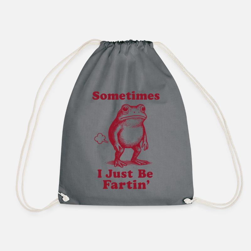 Sometimes I Just Be Fartin' Frog - Drawstring Bag - grey