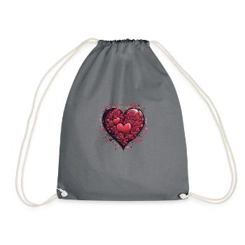 Beautiful Red Love Hearts Valentines Anniversary - Drawstring Bag - grey - Front