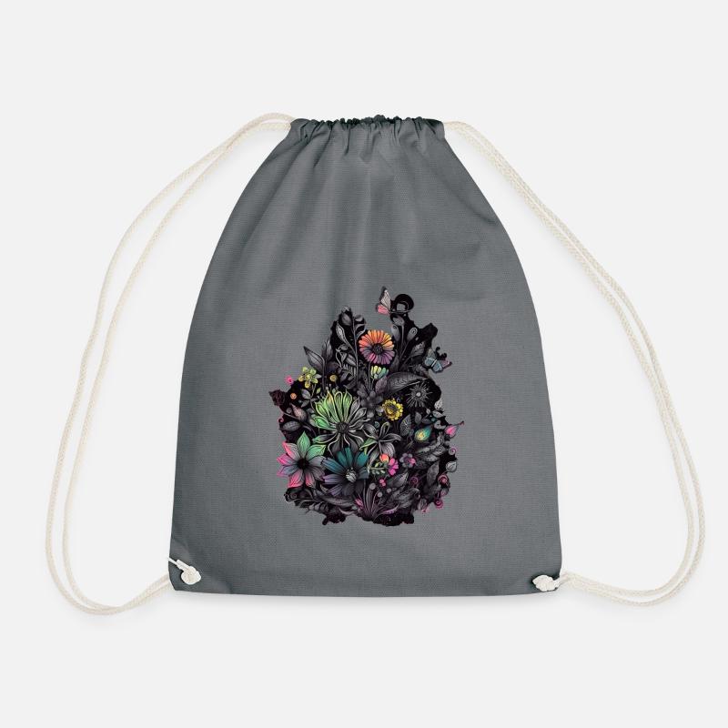 Flower Power - Turnbeutel - Grau