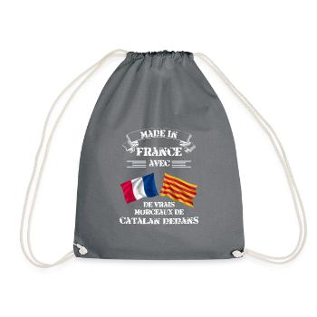 Made in France with real pieces of Catalan - Drawstring Bag - grey - Front