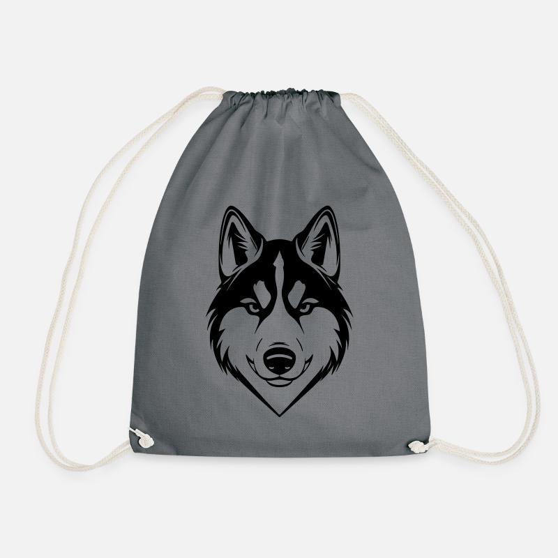 Husky Hund Kopf - Turnbeutel - Grau