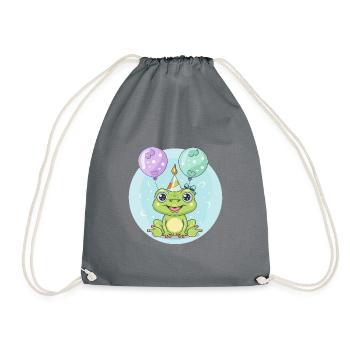 grenouille anniversaire bébé - Sac de sport léger - gris - Devant
