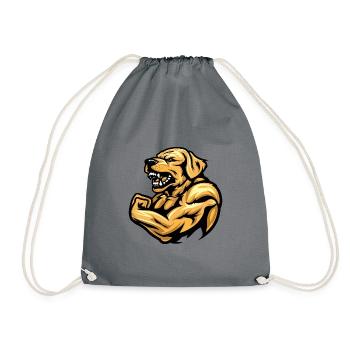Golden Retriever Dog Muscles Fitness - Drawstring Bag - grey - Front