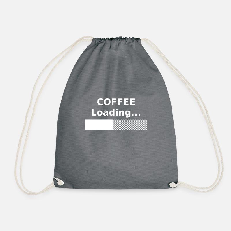 COFFEE Loading... ████▒▒▒▒▒ – Coffee Shirt for Dev - Drawstring Bag - grey