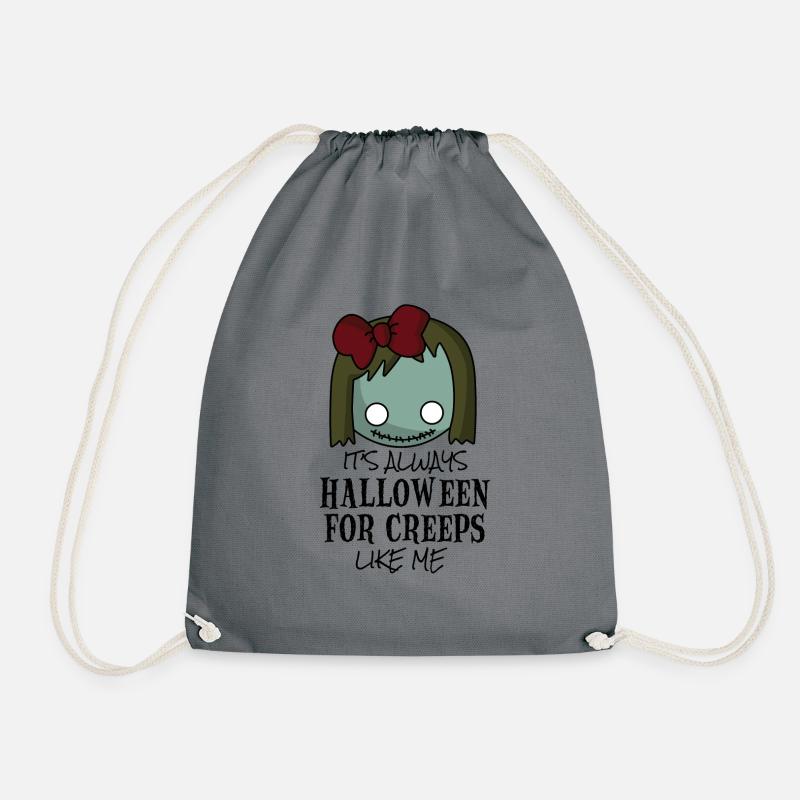 it's always HALLOWEEN FOR CREEPS like me - Zombie - Drawstring Bag - grey
