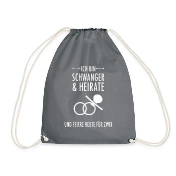 Schwanger Hochzeit Spruch Geschenk - Turnbeutel - Grau - Vorne