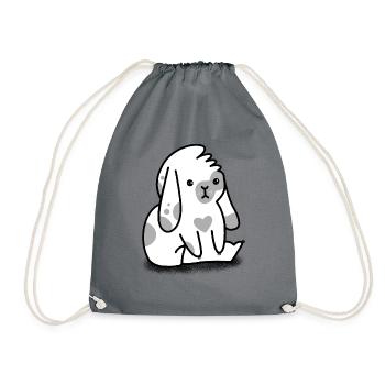 Mignon assis chignon blanc lapin - Sac de sport léger - gris - Devant