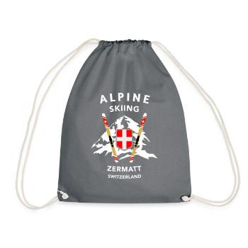 Alpine Skiing | Ski | Zermatt | Switzerland - Drawstring Bag - grey - Front