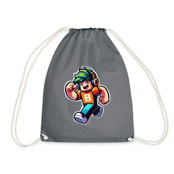 Happy gamer - Cool game character with head phones - Drawstring Bag - grey - Front