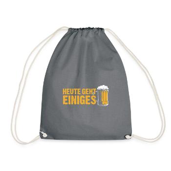 Heute geht einiges - Trinkspruch Biertrinker - Turnbeutel - Grau - Vorne