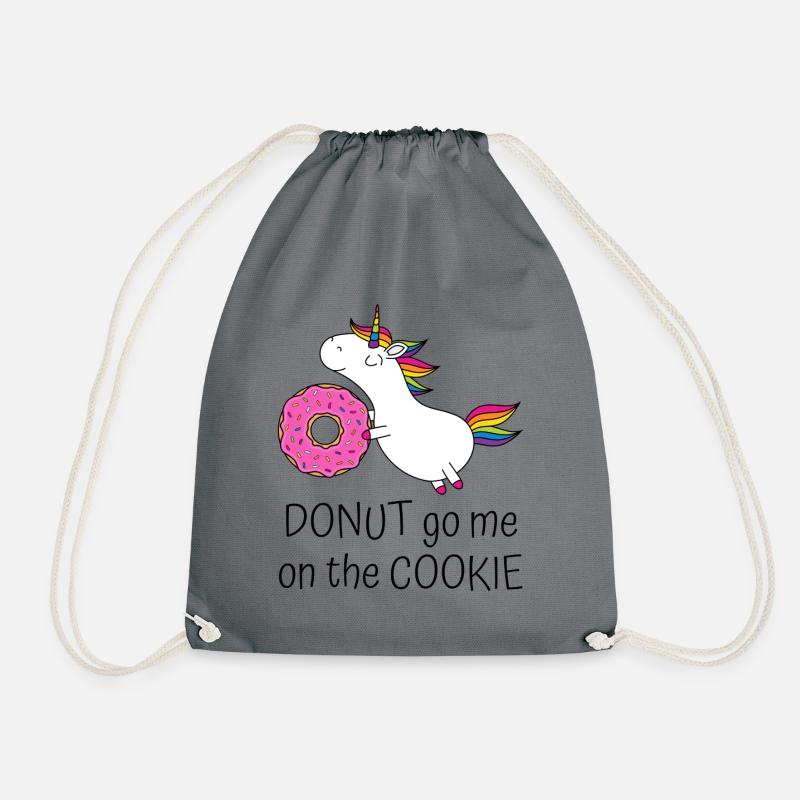 Einhorn Spruch Donut Go Me On The Cookie mit Donut - Turnbeutel - Grau