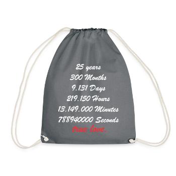 25 Jahre verheiratet Silberhochzeit Ehe Shirt - Turnbeutel - Grau - Vorne