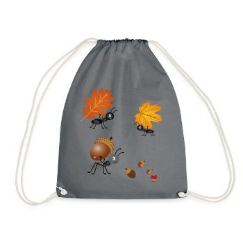 Ants in autumn - Drawstring Bag - grey - Front