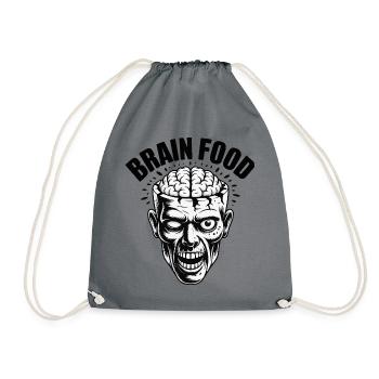 Brain Food – Lustiger Zombie mit Gehirn - Turnbeutel - Grau - Vorne