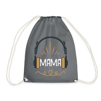 Mom & Music – Retro Headphone Design for Music - Drawstring Bag - grey - Front