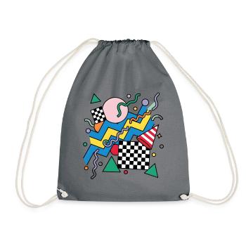 Geometric Neon Punk Pattern - Drawstring Bag - grey - Front