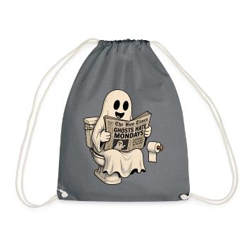 Ghost Hates Montage Halloween Humor T-Shirt Decal - Drawstring Bag - grey - Front