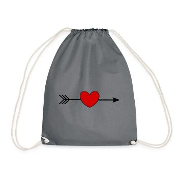 Red Heart, Valentine's Day - Drawstring Bag - grey - Front