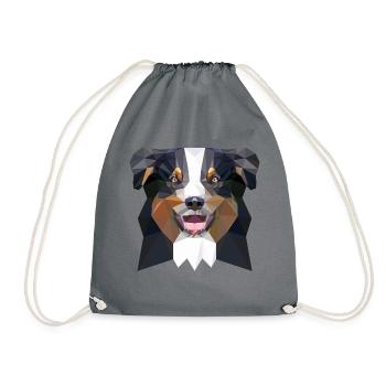 Aussie low poly black - Turnbeutel - Grau - Vorne