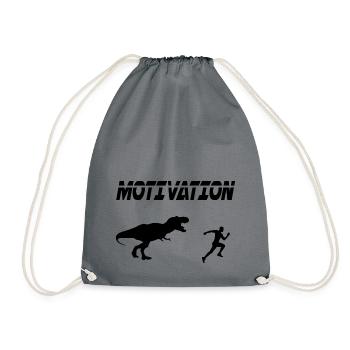 motivation sport running humor dinosaur - Drawstring Bag - grey - Front