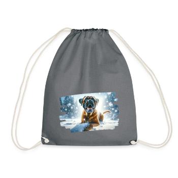 Boxer in wintry snowy landscape - Drawstring Bag - grey - Front