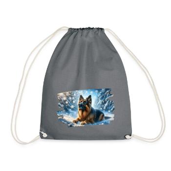 German Shepherd in a magical winter landscape - Drawstring Bag - grey - Front