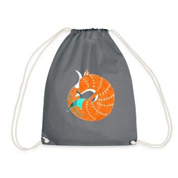 Retro Fuchs Tierliebe Geschenk - Turnbeutel - Grau - Vorne