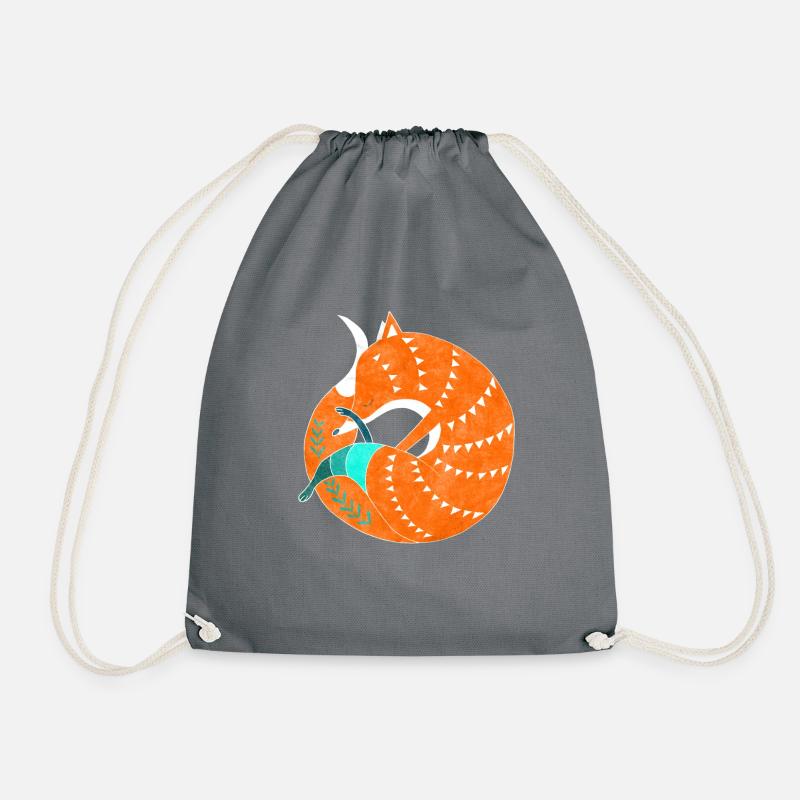 Retro fox animal love gift - Drawstring Bag - grey