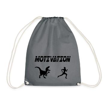 motivation sport running humor dinosaur - Drawstring Bag - grey - Front