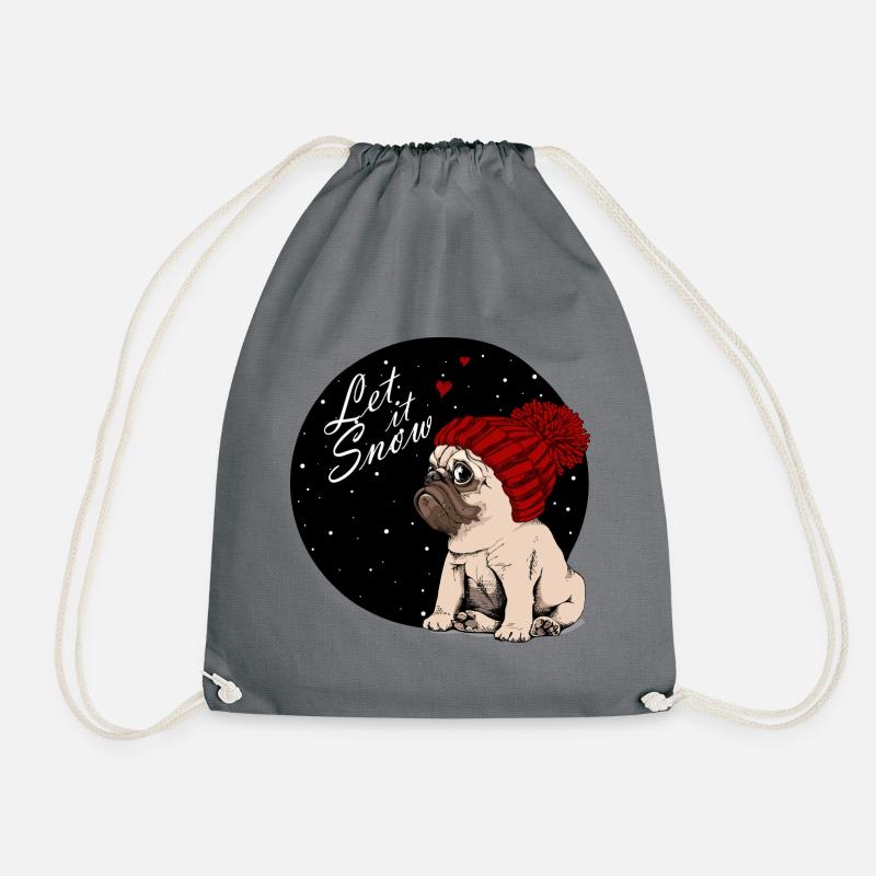 Let it Snow - Weihnachten Mops - Turnbeutel - Grau