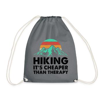Hiking It's Cheaper Than Therapy Trekking Mountain - Turnbeutel - Grau - Vorne