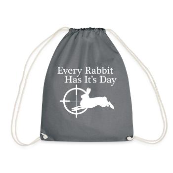 Hunt, Hunter, Halali, Gift, Rabbit, Rabbit - Drawstring Bag - grey - Front