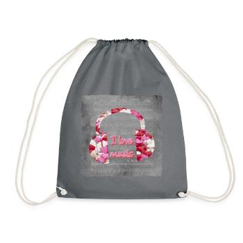 Des écouteurs du cœur J’aime la musique - Sac de sport léger - gris - Devant
