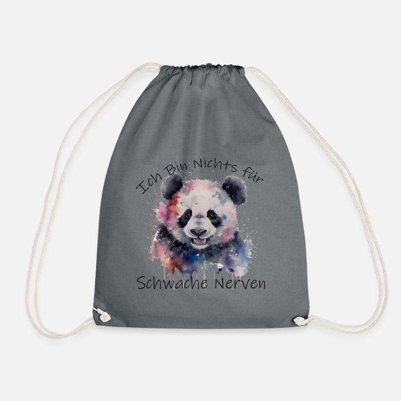 Panda , Panda-Bär-Geschenk lustiger Spruch - Turnbeutel - Grau