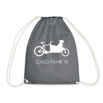 Cargo bike doggie - Drawstring Bag - grey - Front