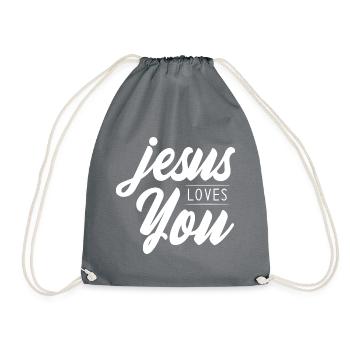 Jesus Christus von Nazareth Glaube Bibel Jesus - Turnbeutel - Grau - Vorne